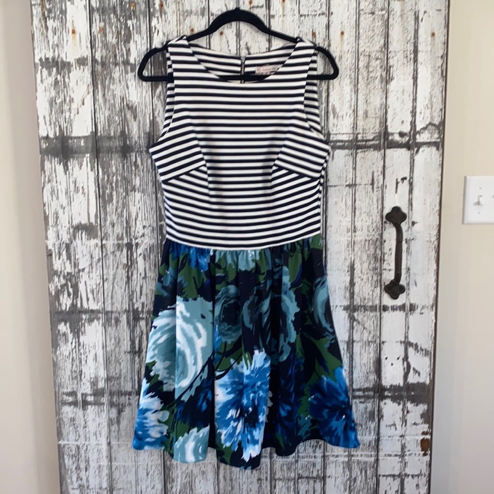 Dress barn striped floral bottom fit & flare dress